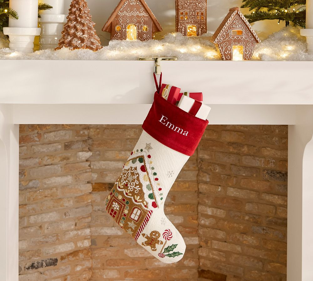 Gingerbread House Crewel Stocking | Pottery Barn (US)