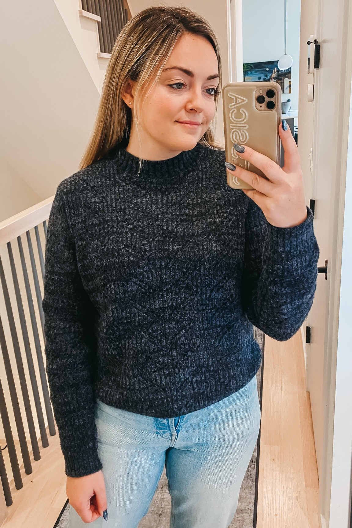 Such a soft and COZY sweater. Under $100! Not itchy at all. 💙🖤

#LTKSeasonal #LTKunder100