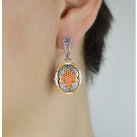 Large Statement Earrings, Oversized Dangle Art Deco Chunky Gift For Her, Silver Earrings Dangle, Long Medallion | Etsy (US)