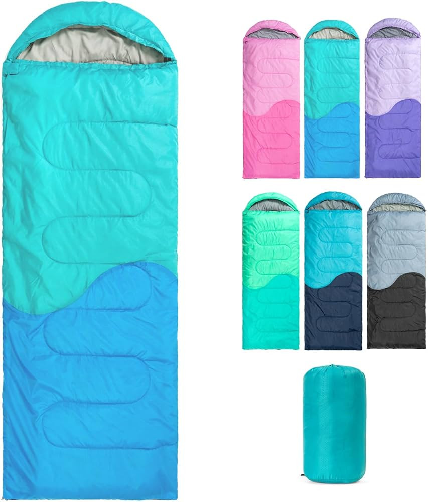 Sleeping Bag - 3 Seasons for Adults Kids Boys Girls Camping Hiking - Warm Cold Weather Lightweigh... | Amazon (US)