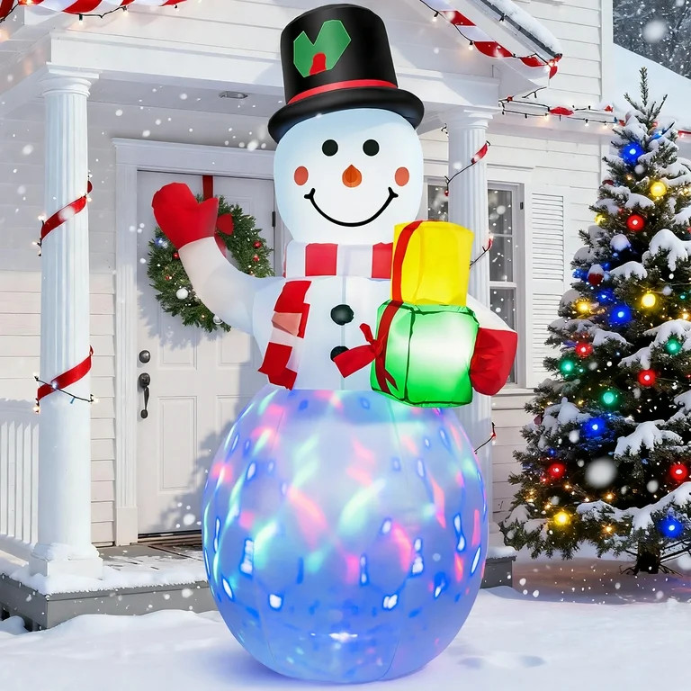 5ft Christmas Inflatables Snowman Outdoor Yard Decor with Rotating LED Lights Christmas Blow Up D... | Walmart (US)
