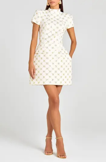 Morgan Bead Diamond Print Cocktail Minidress | Nordstrom