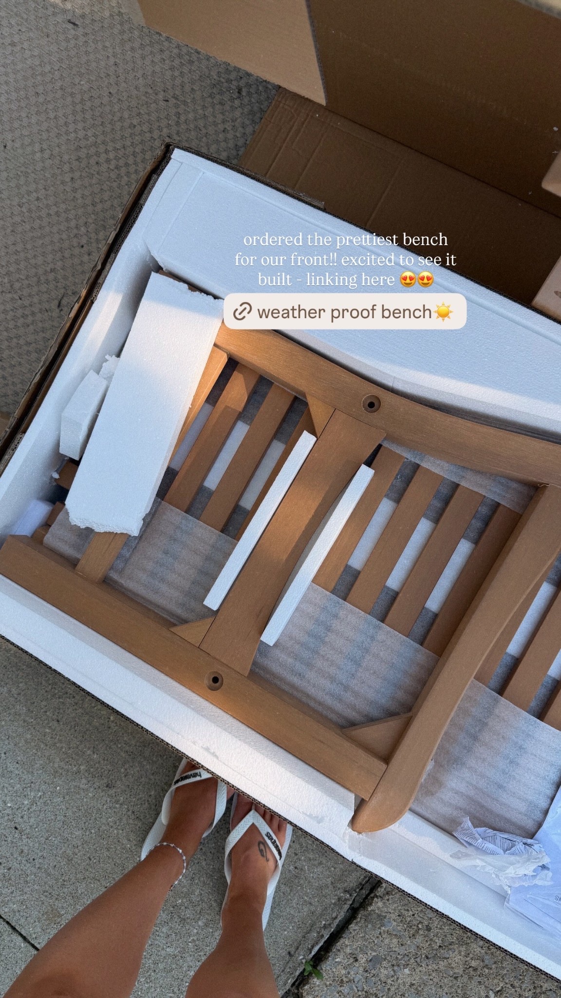 ordered the prettiest bench for our front!! excited to see it built - linking here 😍😍 @homedepot