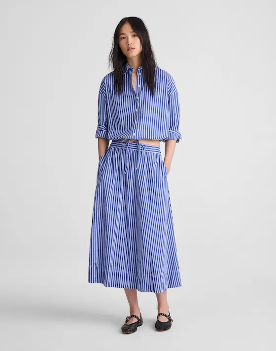 A-Line Midi Skirt in Poplin | Madewell