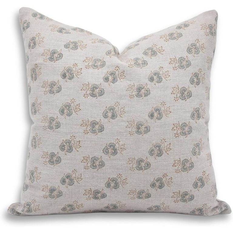 Fabdivine Block Print Throw Pillow Cover, 14x14 Inch Thick Linen Handmade Cushion Cover, Floral P... | Walmart (US)