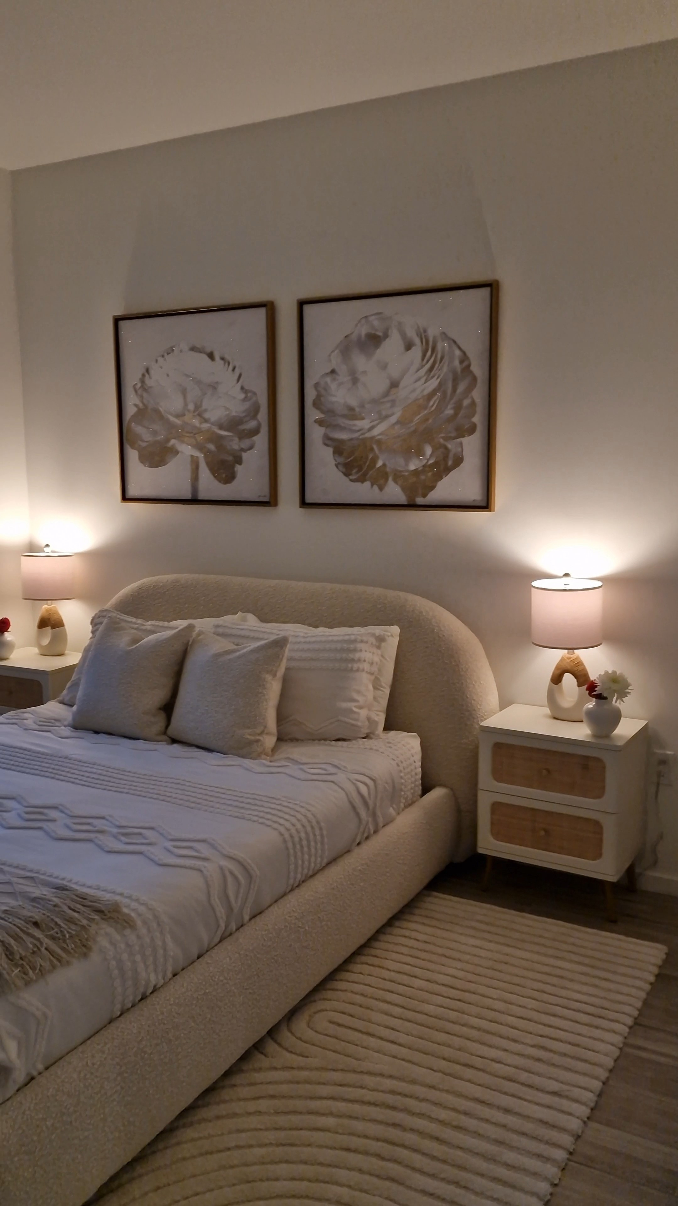Couldn't be happier with this cozy bedframe and this mattress is beyond comfortable 🩷 I've got another Diamond Dust art piece in my bedroom - it has an absolutely lovely shimmer in daylight 🤍

#LTKhome