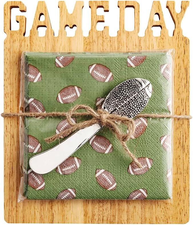 Mud Pie Football Tailgate Cut Out Serving Board with Napkins and Spreader | Amazon (US)