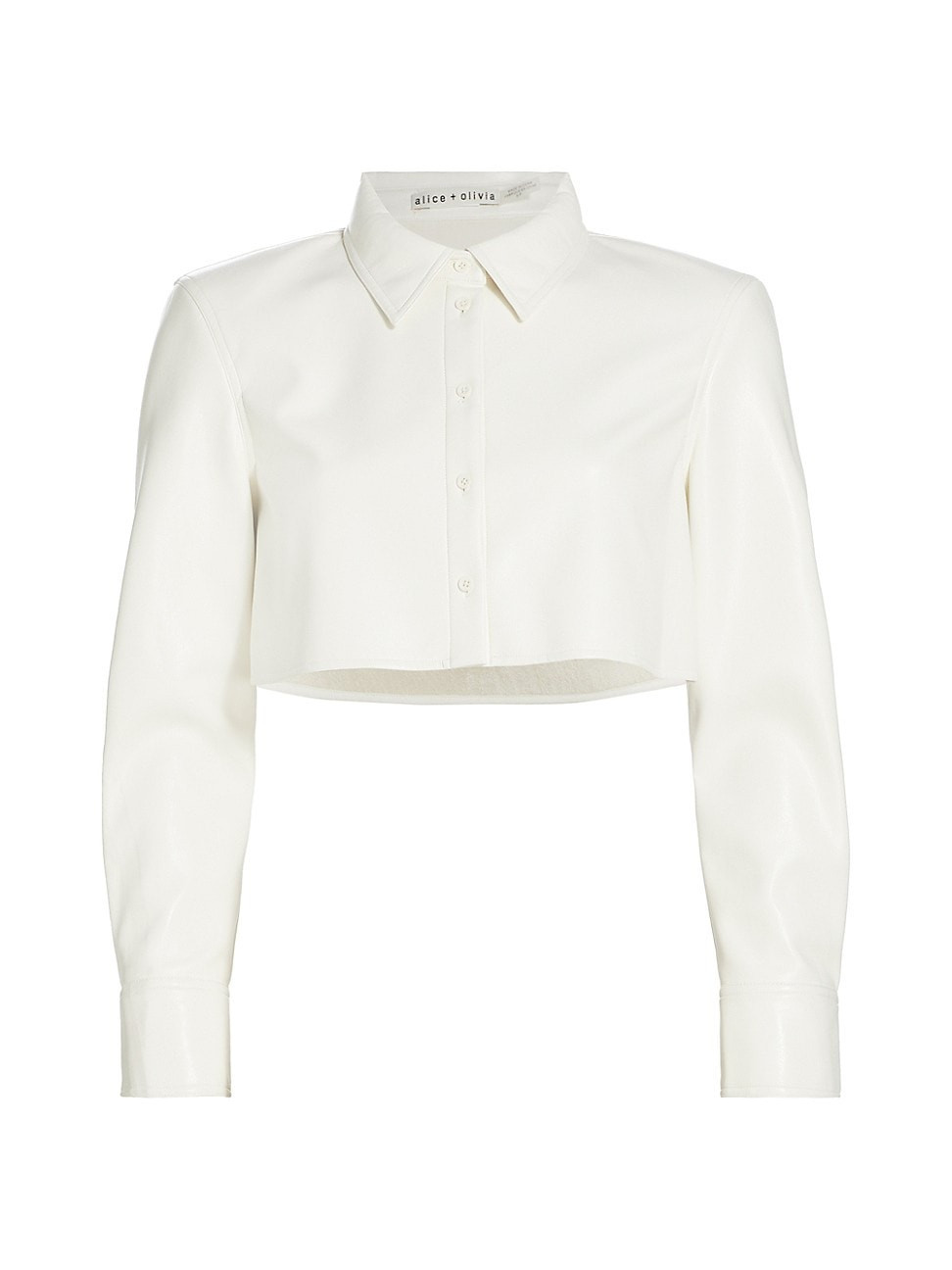 Women's Leon Vegan Leather Crop Shirt - Off White - Size XL | Saks Fifth Avenue