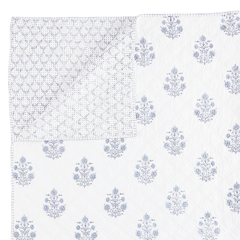 Pia Floral Quilt - Cornflower, Twin - Ballard Designs | Ballard Designs, Inc.