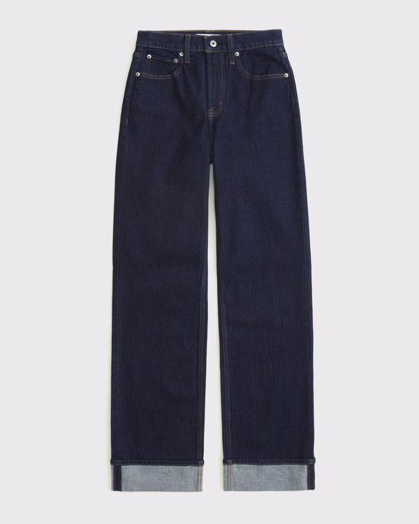 Women's High Rise 90s Relaxed Cuffed Hem Jean | Women's Bottoms | Abercrombie.com | Abercrombie & Fitch (US)