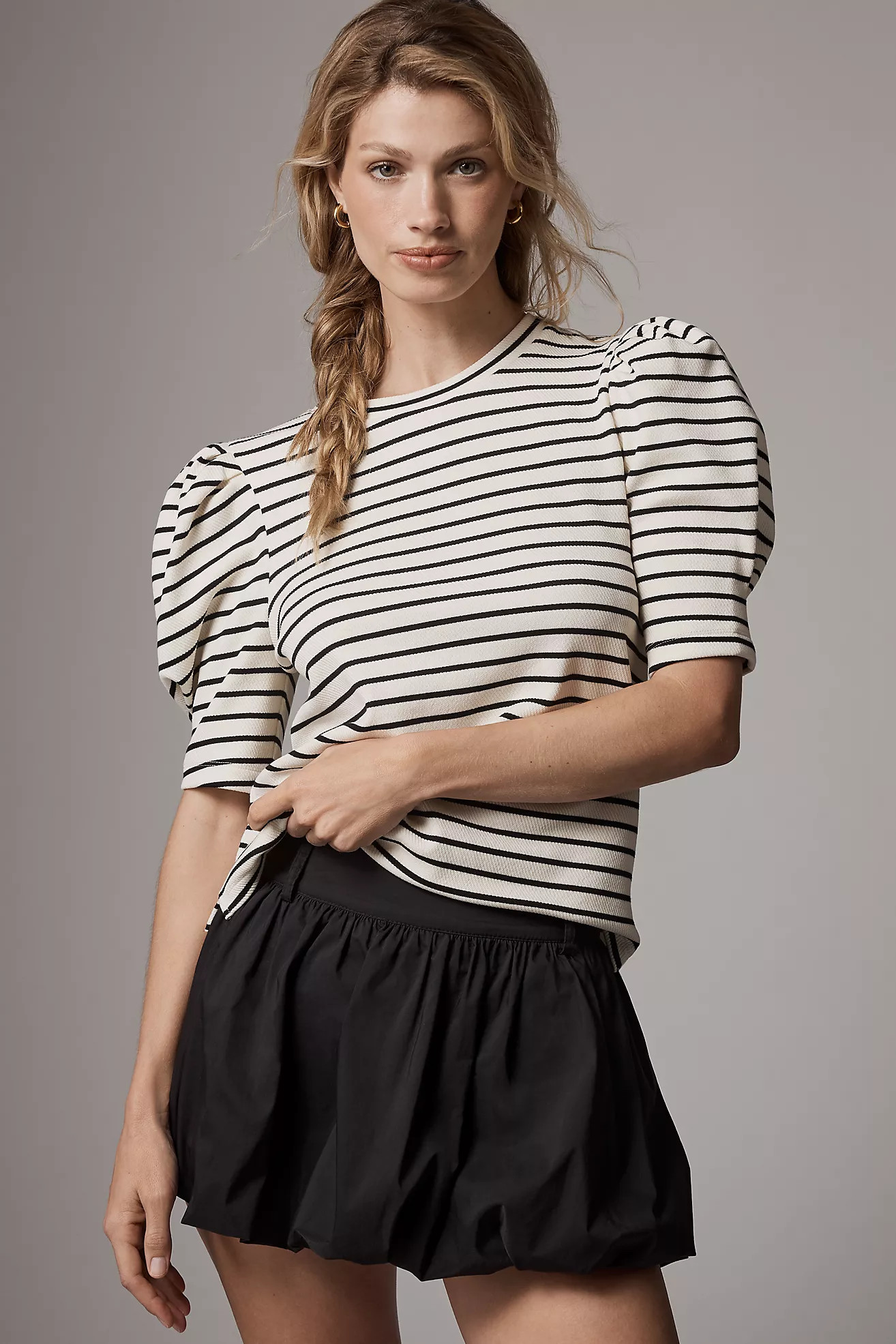 English Factory Puff-Sleeve Striped Top | Anthropologie (US)