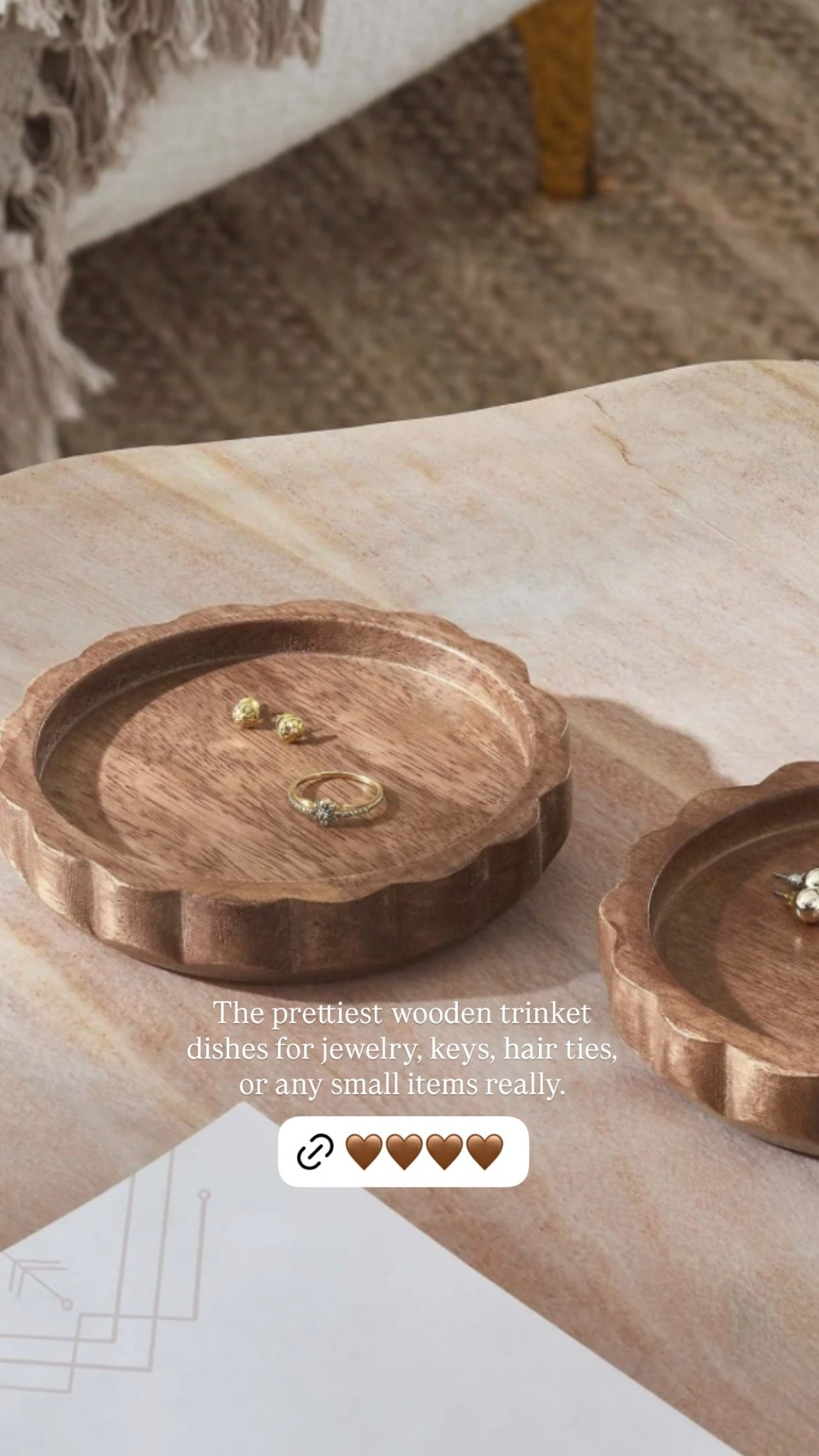 The prettiest wooden trinket dishes for jewelry, keys, hair ties, or any small items really.