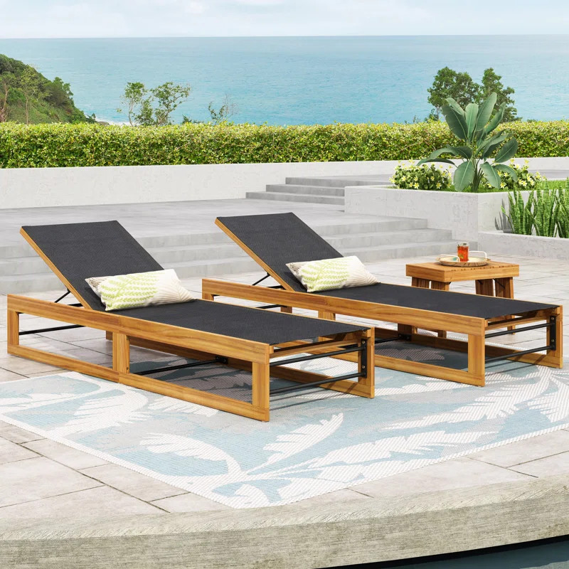 Wade Logan® Arvada 78.75'' Long Reclining Acacia Single Chaise | Wayfair | Wayfair North America