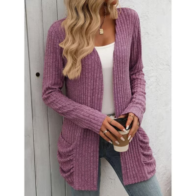Lightweight Cardigans for Women Fashion Casual Oversized Long Sleeve Cardigan Sweater Loose Dressy Fall Holiday Tops Purple,L | Target