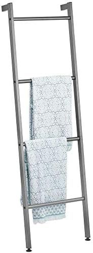 mDesign Metal Free Standing Leaning Decorative Bath Towel Bar Storage Ladder - Holds Towels, Blan... | Amazon (US)