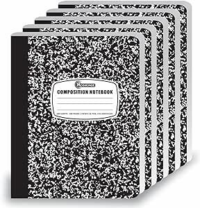 Rosmonde College Ruled Composition Notebooks 5 Pack, 200 Pages (100 Sheets), 9-3/4" x 7-1/2", Whi... | Amazon (US)
