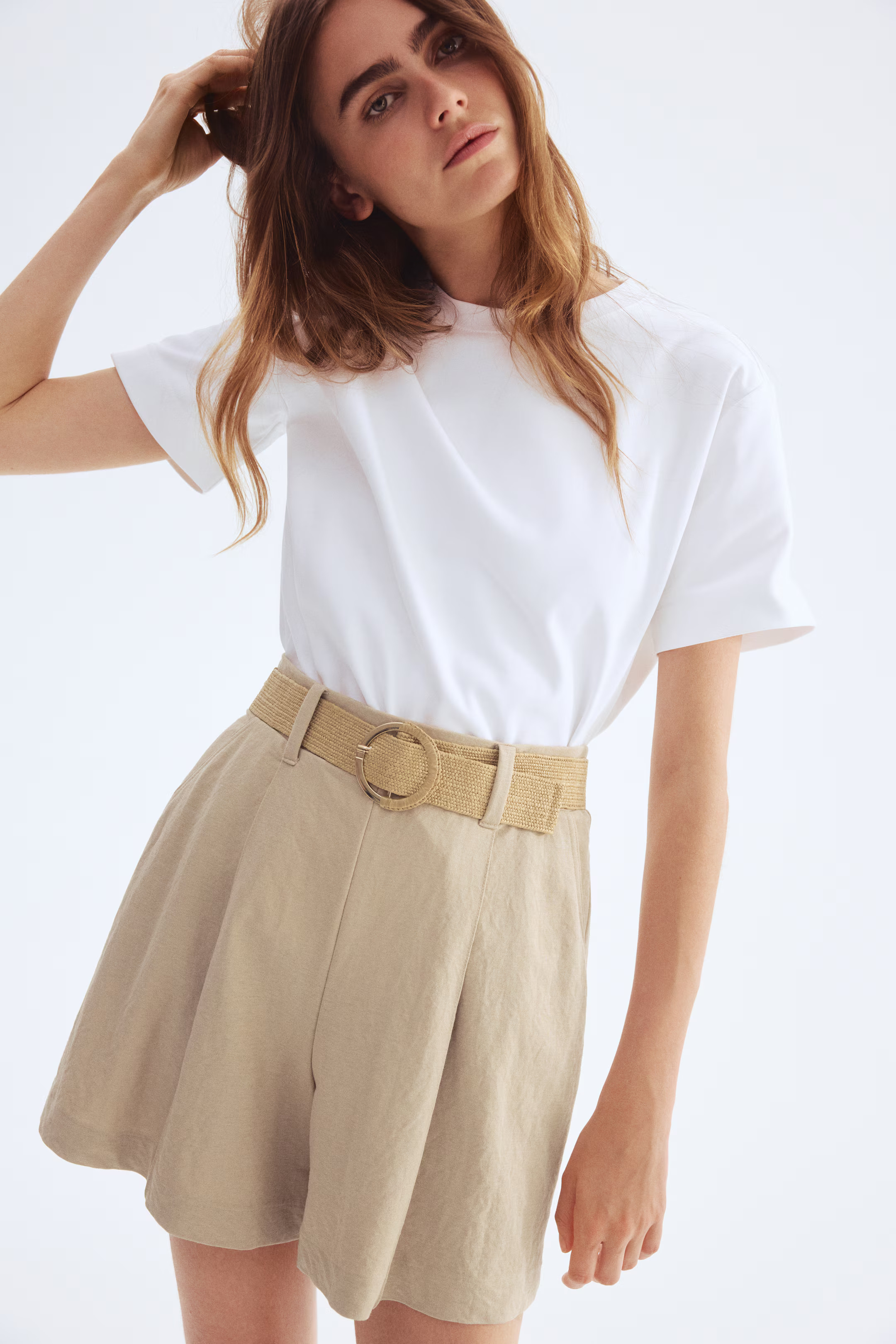 Pantalón corto en piqué con cinturón | H&M (FR, IT, ES, PT, BE)