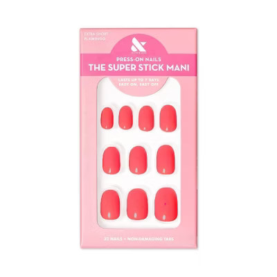 Olive & June Press-On Nail Tabs - XS Round - Flamingo - 32ct | Target