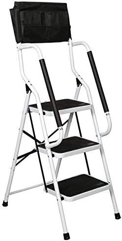 3 Step Ladder Step Stool 500 lb Capacity Folding Portable Ladder Steel Frame with Safety Side Han... | Amazon (US)