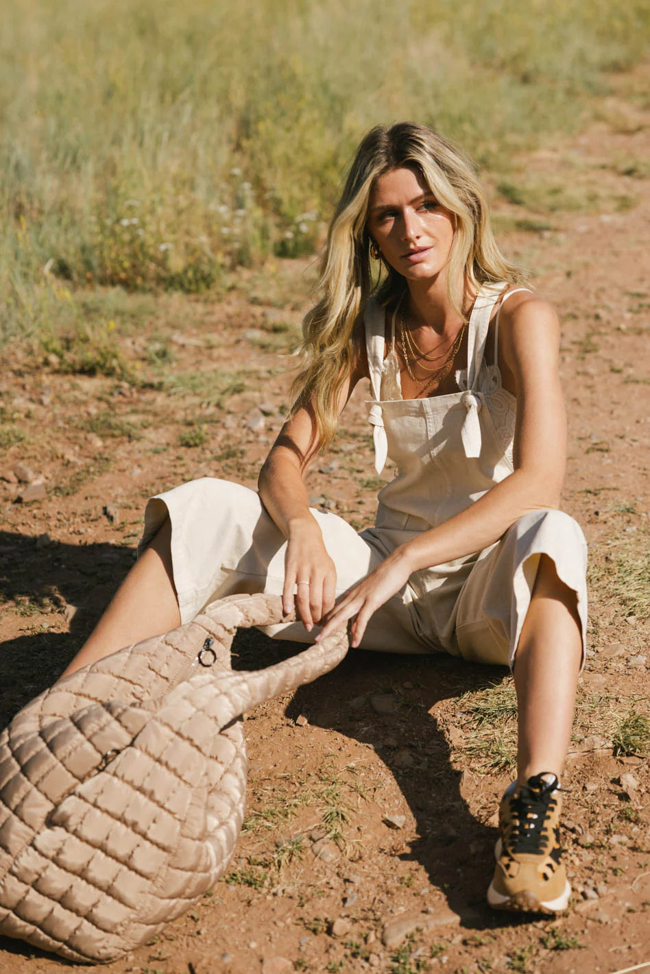 Isaura Tie Overalls in Oatmeal | Böhme US