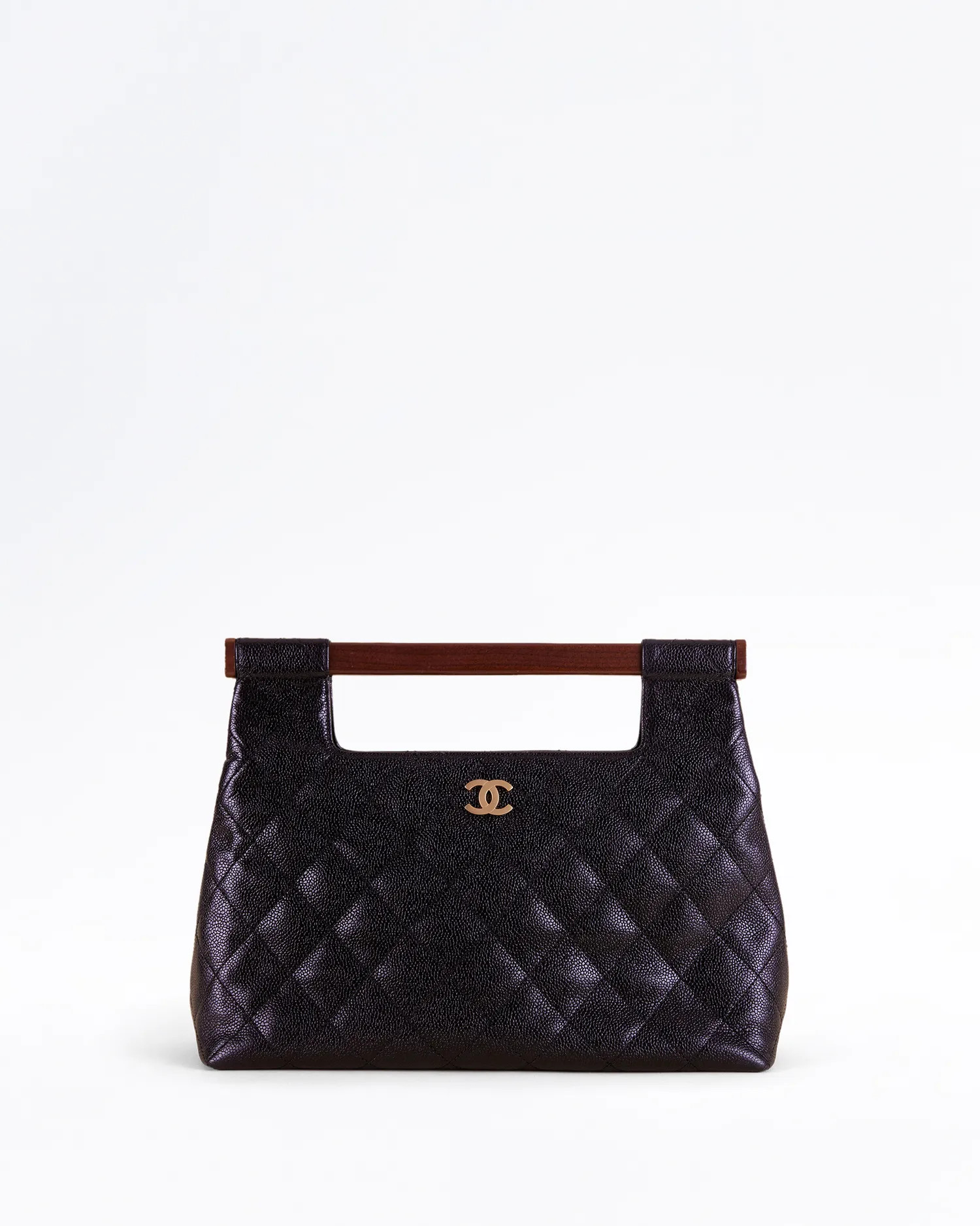 Vintage Caviar Wooden Top Handle Bag | Vivrelle