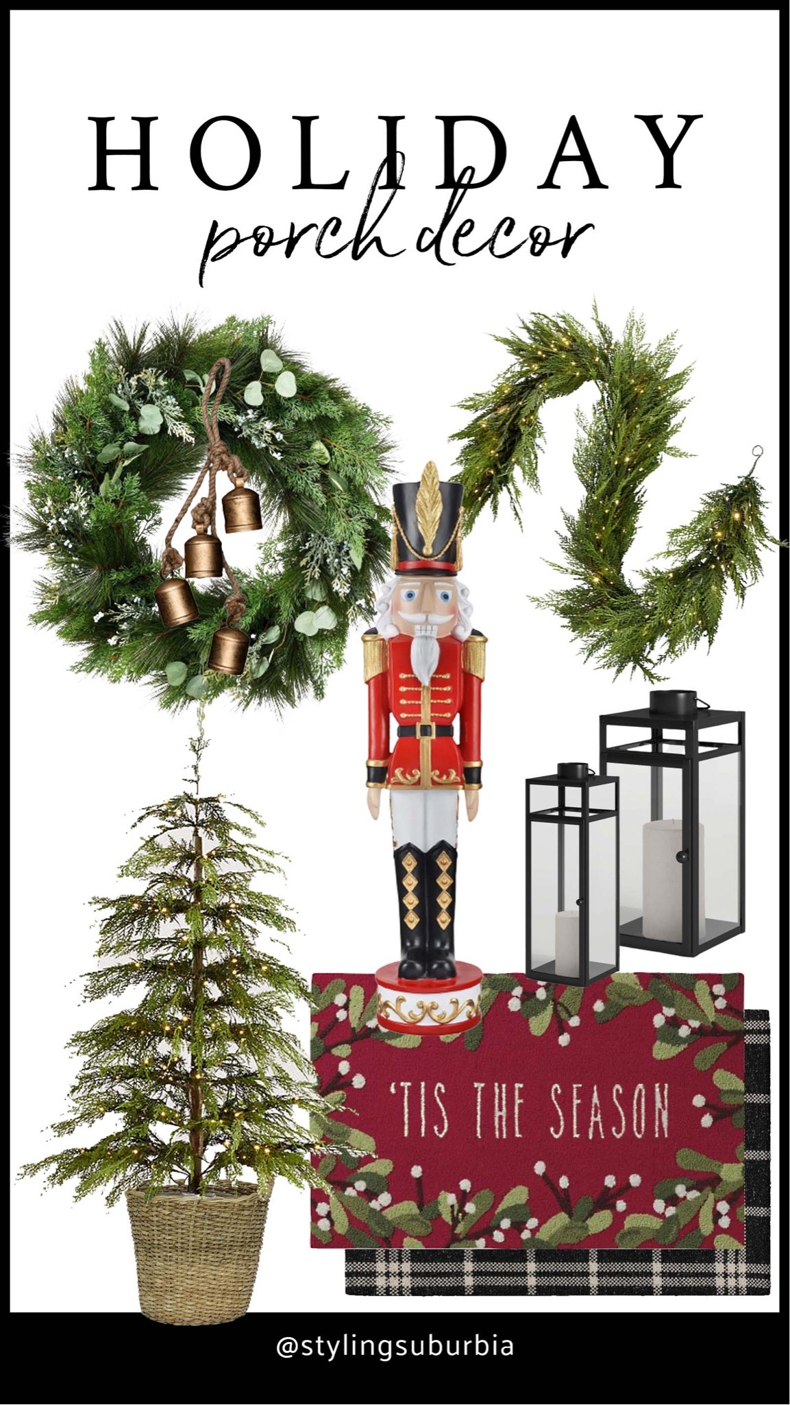 Holiday porch decor 🎄

Christmas, Christmas porch, Porch Tree, Christmas Tree, Nutcracker, Christmas Wreath, Bells, Holiday Doormat, Lanterns  

#LTKSeasonal #LTKHoliday #LTKhome