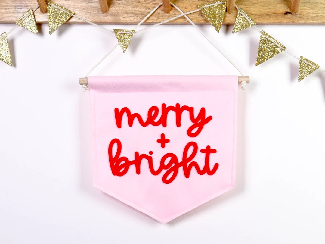 Merry and Bright Mini Felt Christmas Wall Banner Festive Holiday Decor - Etsy UK | Etsy (US)