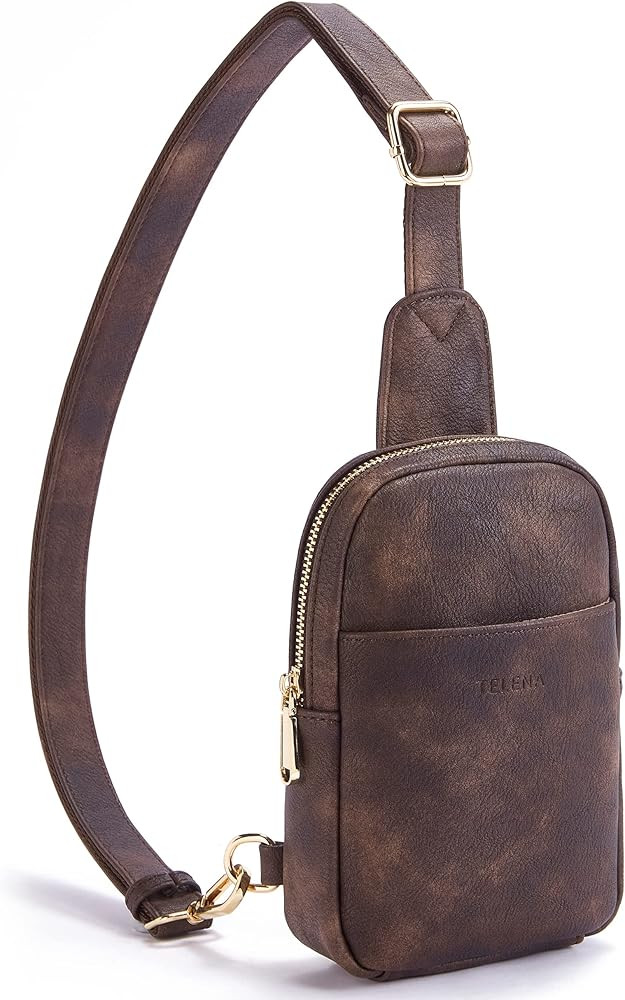 Telena Small Sling Bag for Women Leather Crossbody Fanny Packs Chest Bag for Women | Amazon (US)