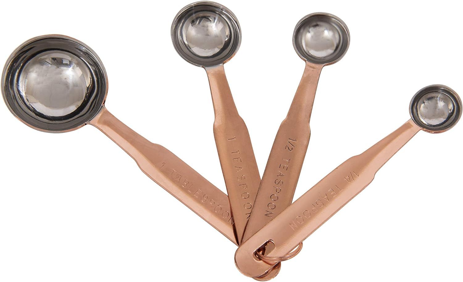 Creative Co-Op Set of 4 Stainless Steel Measuring Spoons in Copper Finish | Amazon (US)