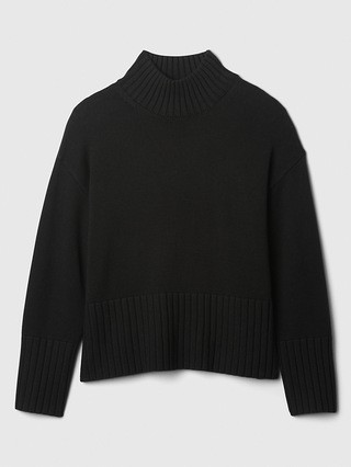 Oversized 24/7 Split-Hem Mockneck Sweater | Gap Factory