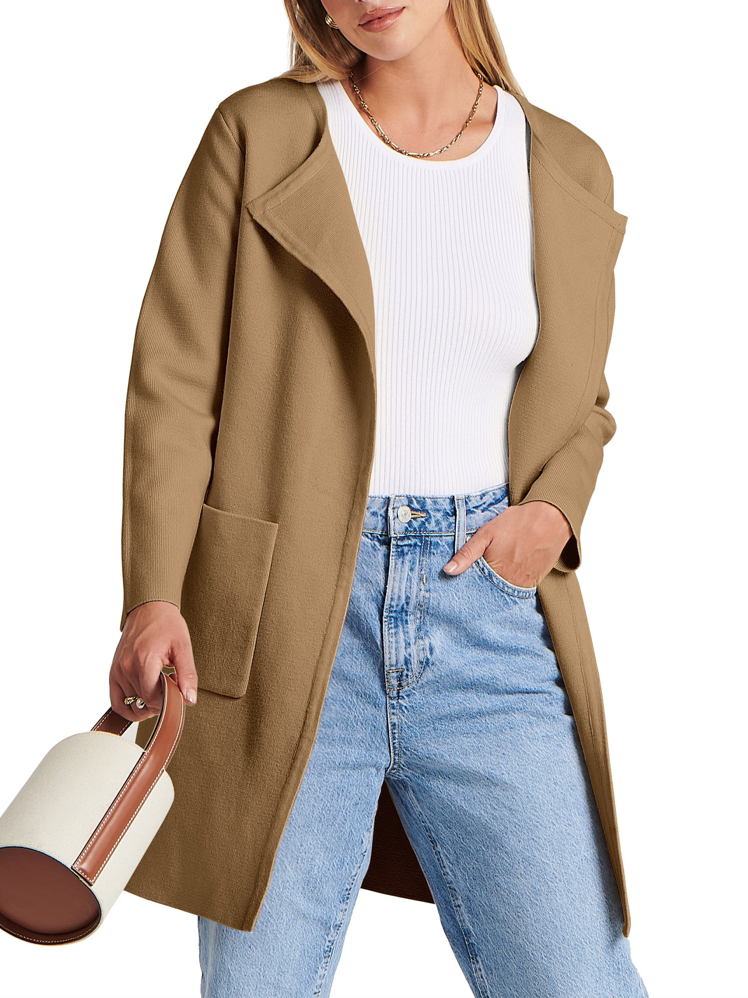 Luniro Womens Fall Jackets Oversized Trench Coat Open Front Casual Long Cardigan Sweater Clothing | Walmart (US)