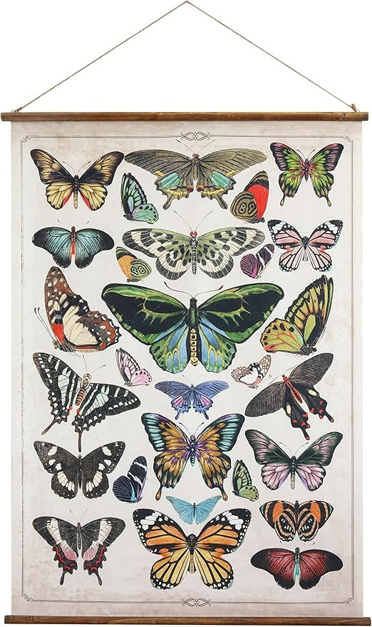 Creative Co-Op Butterflies Burlap & Wood Scroll Wall Décor | Amazon (US)