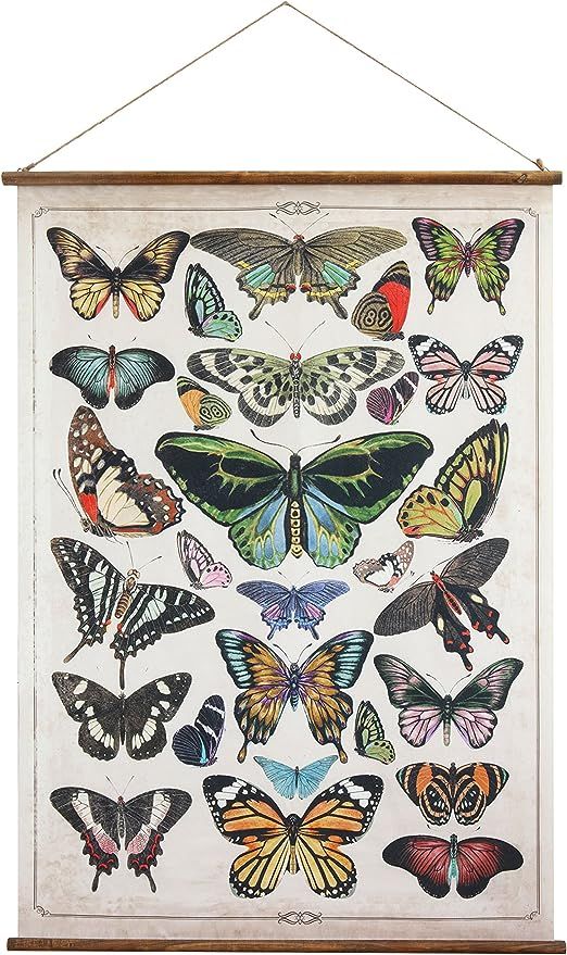 Creative Co-Op Butterflies Burlap & Wood Scroll Wall Décor | Amazon (US)