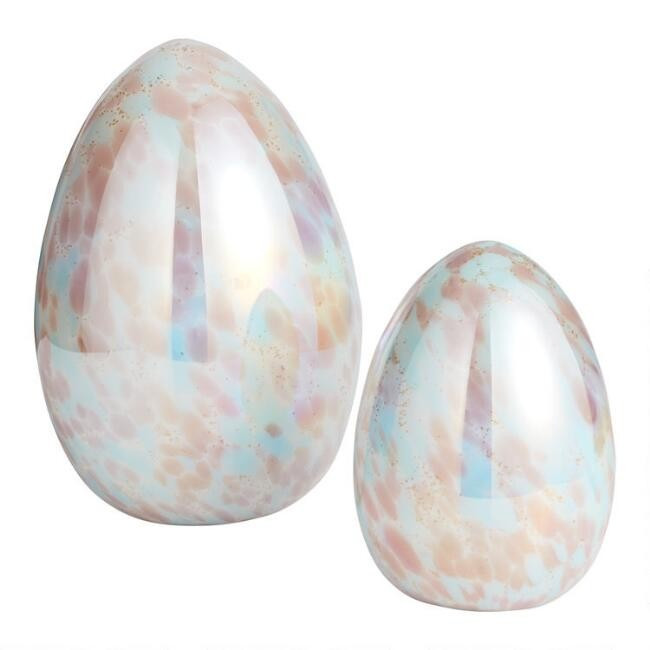 Pier Place Pink Carnival Glass Egg Decor | World Market