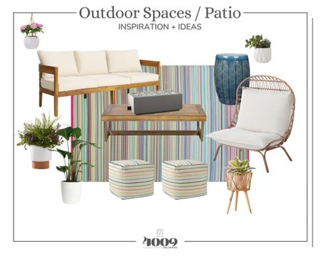 Outdoor patio ideas & inspo for Spring & Summer! 
Outdoor colorful rug, outdoor pouf, outdoor oversized chair, outdoor sofa, boho outdoor, potted plants, flower pots, plant pot, outdoor coffee table, tabletop fire pit, garden stool

#LTKFind #LTKSeasonal #LTKhome