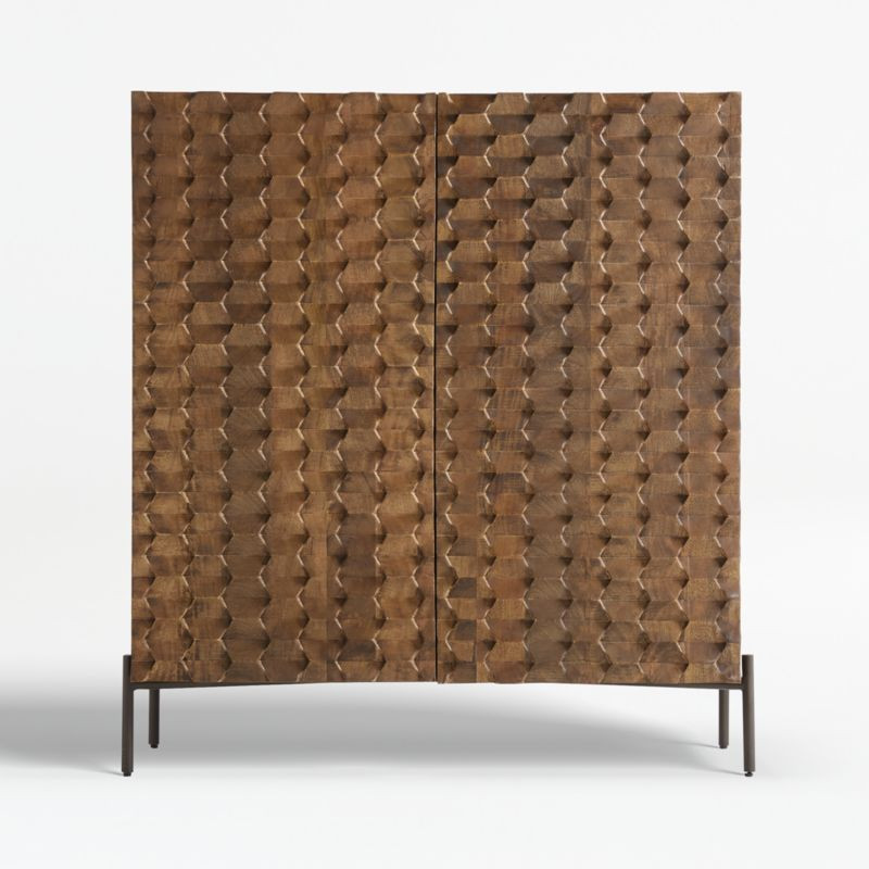 Raffael Carved Wood Bar Cabinet + Reviews | Crate and Barrel | Crate & Barrel