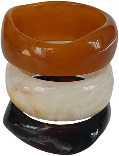 Honkenda Colorful Acrylic Resin Bangle Bracelet for Women, Trendy Chunky Punk Bangle Bracelets Se... | Amazon (US)