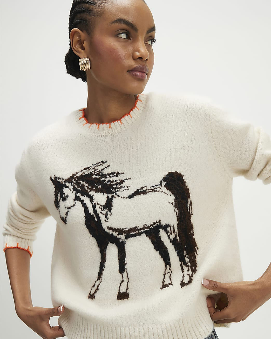 Cream Horse Western Jumper | River Island UK & IE
