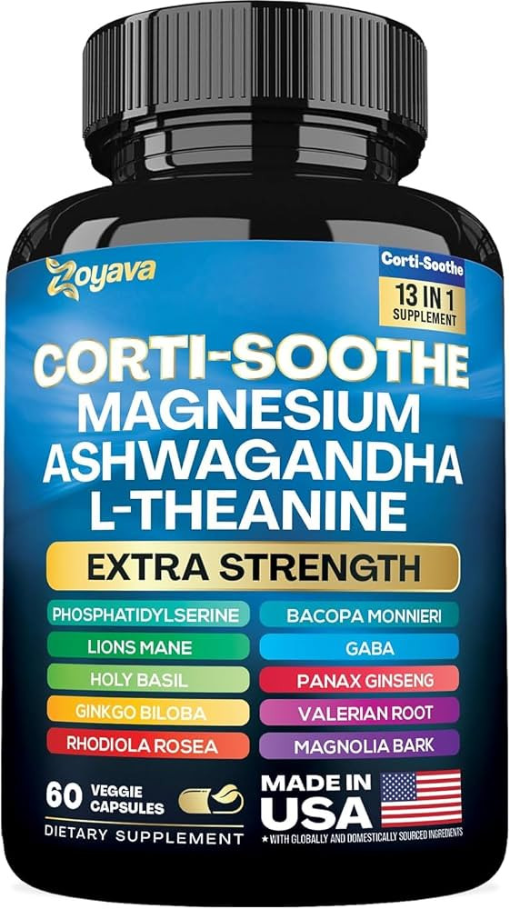 Zoyava Corti-Soothe Cortisol Supplement Magnesium Glycinate 200mg L-Theanine 150mg Ashwagandha 15... | Amazon (US)