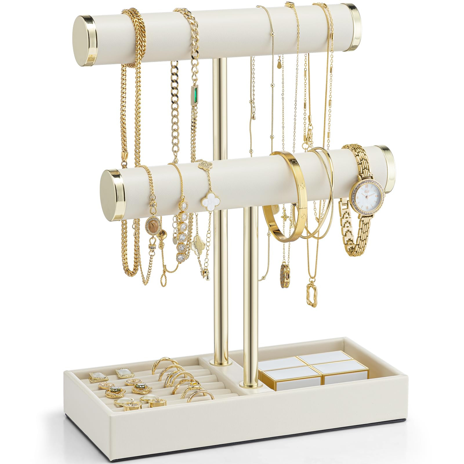 Vlando Jewellery Stand, 2 Tier Jewellery Oragniser with Jewellery Tray, Necklace Stand Bracelet H... | Amazon (UK)