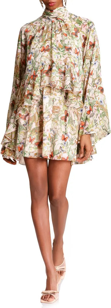 Mixed Print Long Sleeve Minidress | Nordstrom