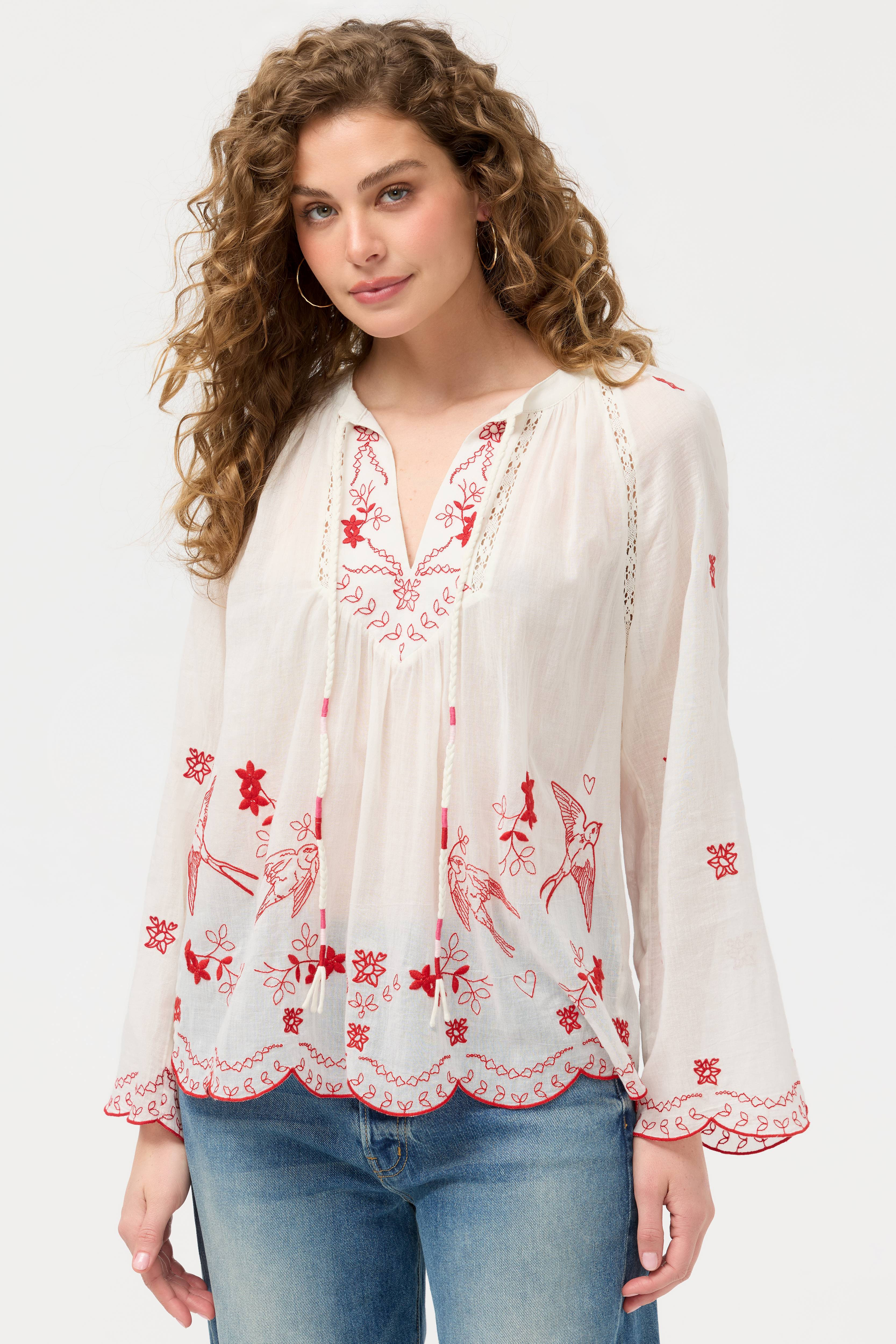 LANEY SCALLOP BLOUSE
                                
                                    
      ... | Johnny Was