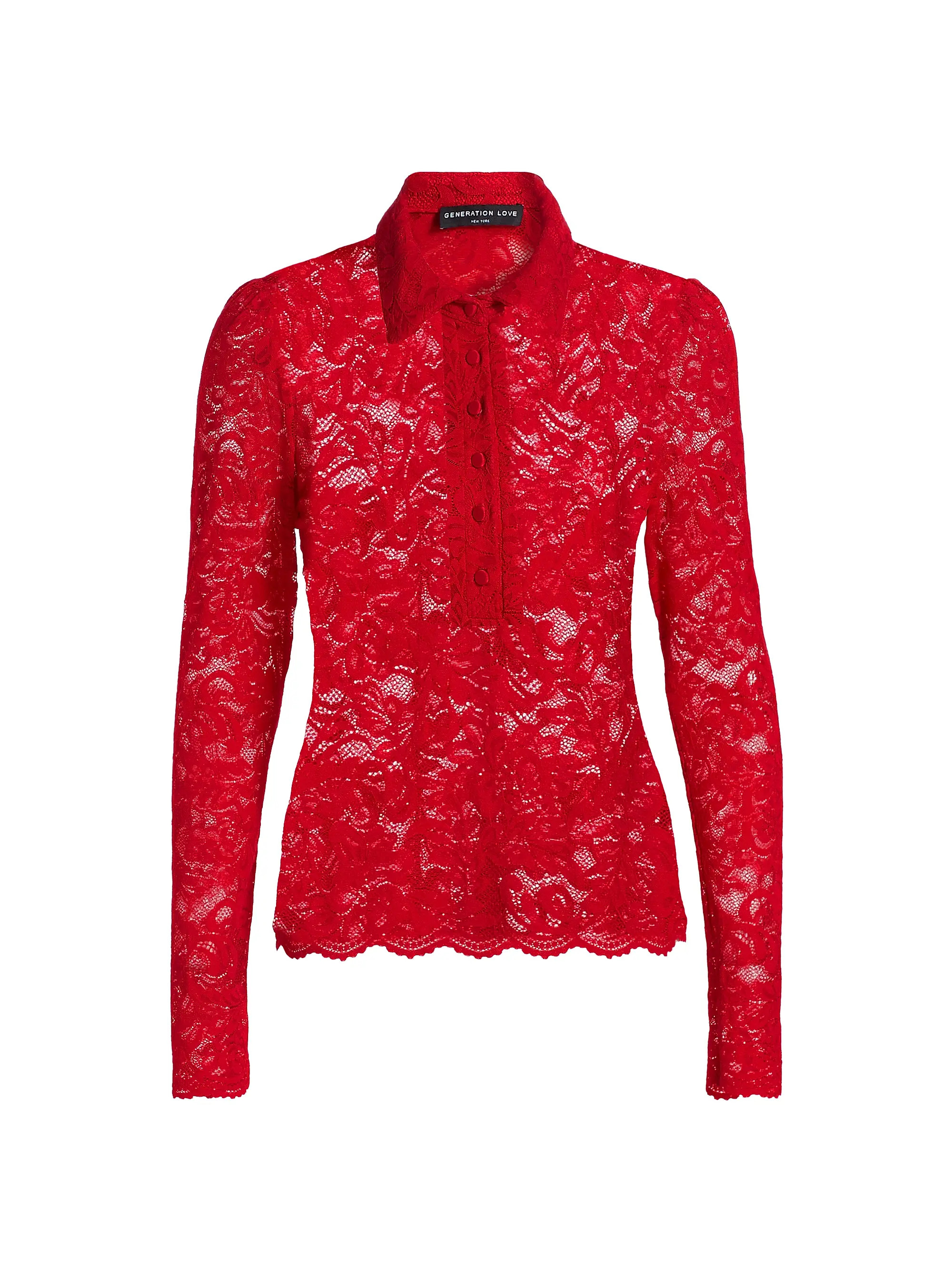 Dominique Floral Lace Long-Sleeve Top | Saks Fifth Avenue