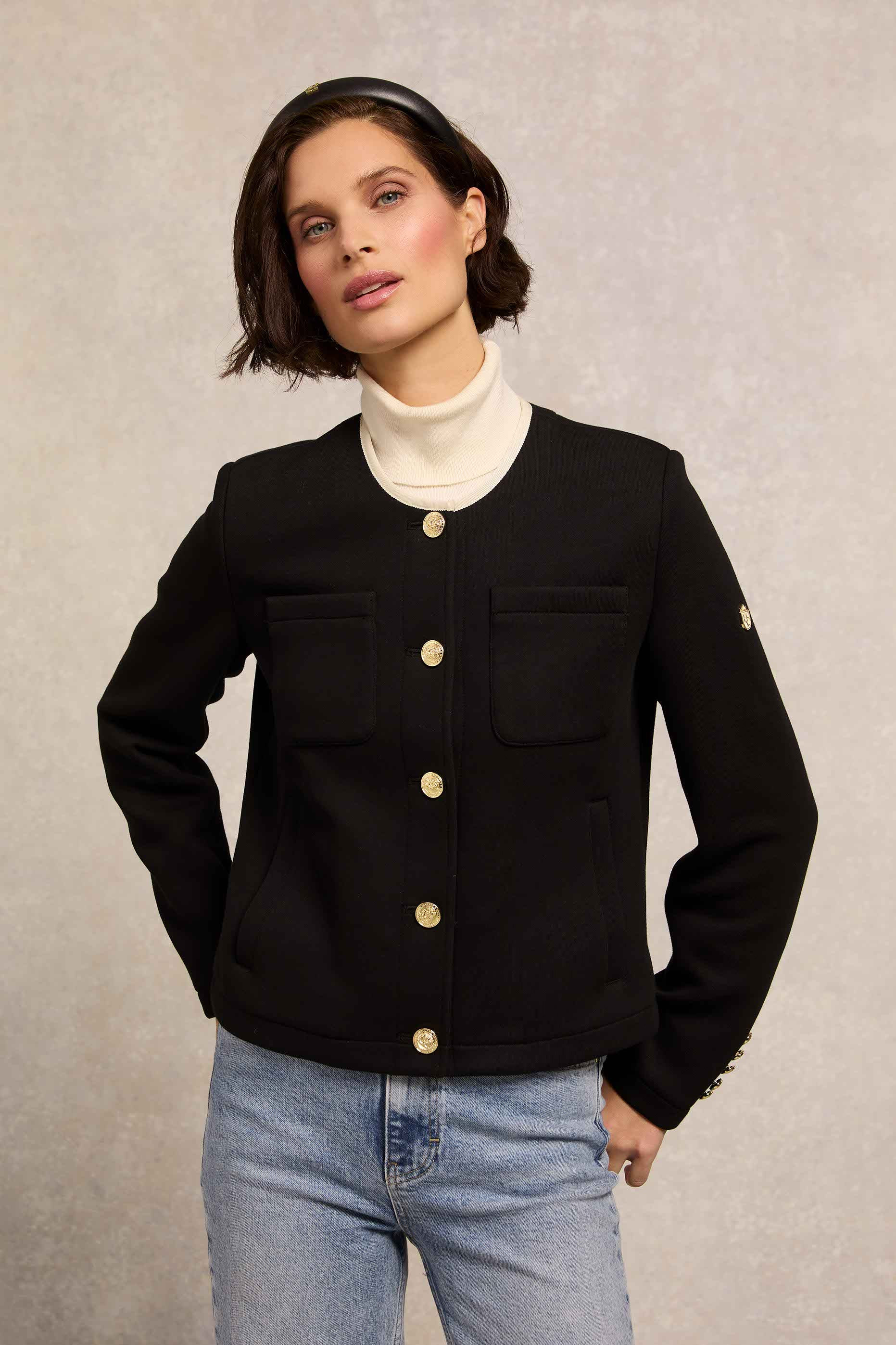 Chloe Jersey Jacket (Black) | Holland Cooper