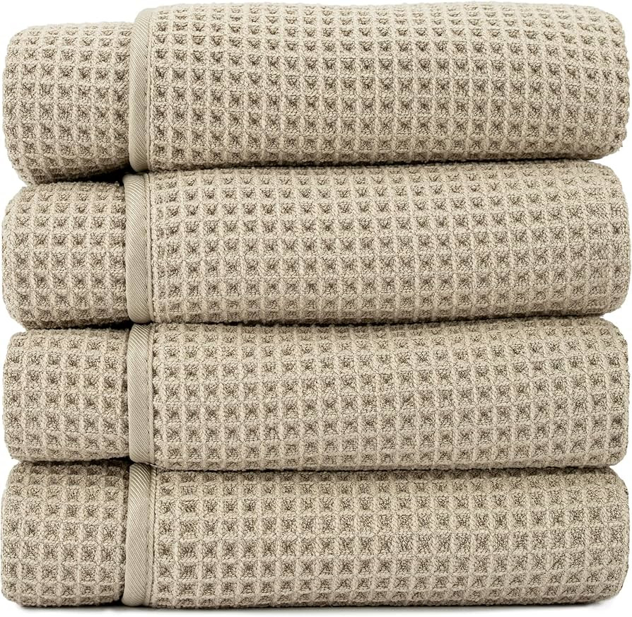 S&T INC. Aura Microfiber Waffle Bath Towels, 4 Pack, Quick-Dry, Ultra Absorbent, Lightweight Towe... | Amazon (US)