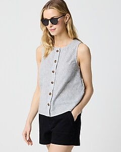 Striped linen-blend button-front shell | J.Crew Factory