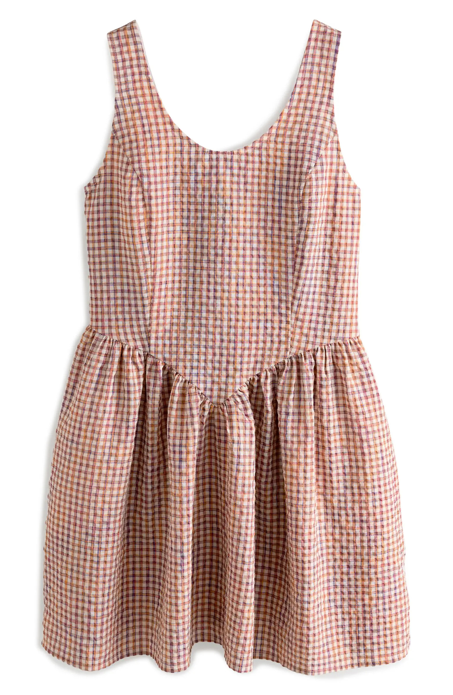 Sleeveless Gingham Cotton Blend Minidress | Nordstrom