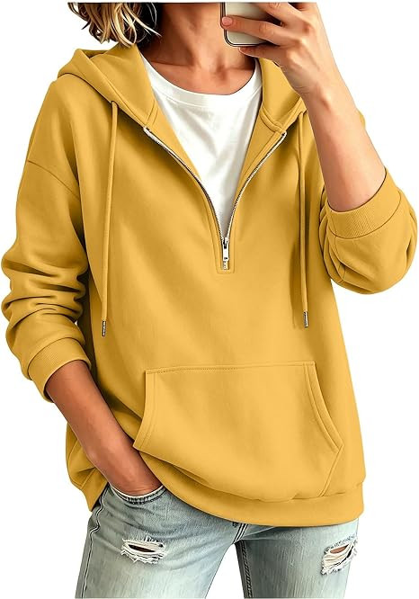 Quarter Zip Sweatshirt Women Half Zipper Workout Oversized Hoodies with Pocket Lightweight Y2K Pu... | Amazon (US)