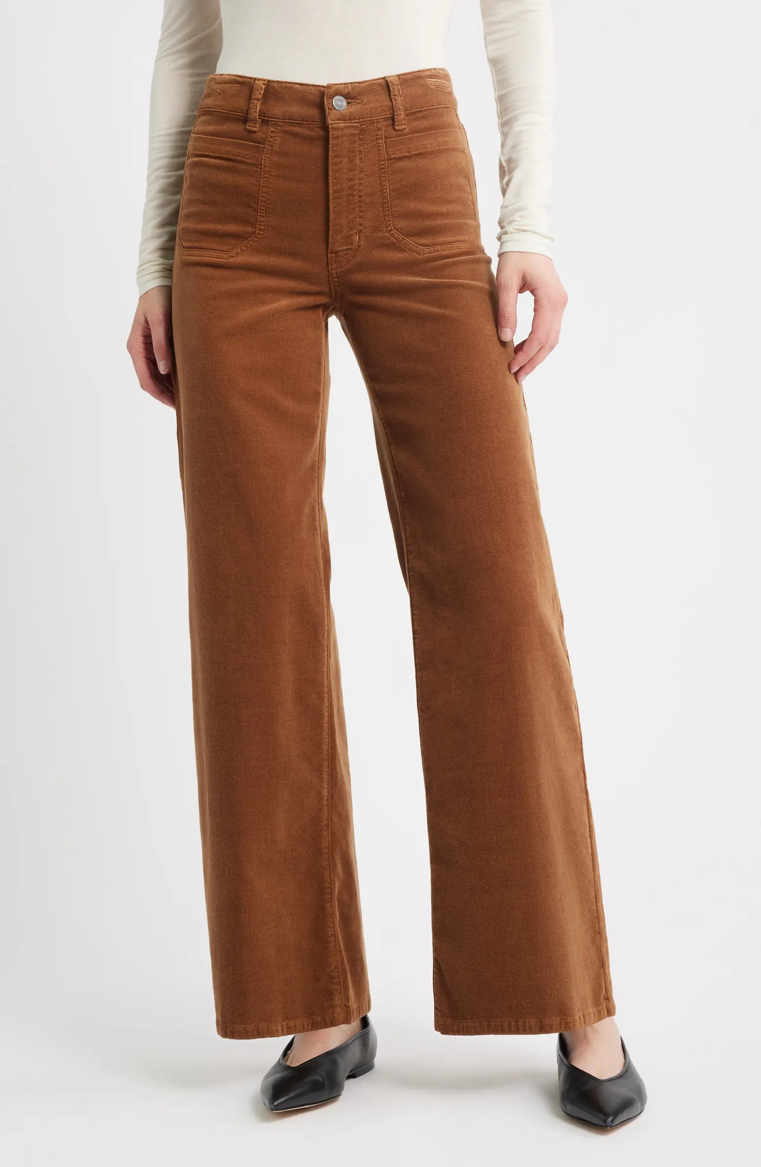 FRAME Le Slim Palazzo Patch Pocket High Waist Wide Leg Corduroy Jeans | Nordstrom | Nordstrom