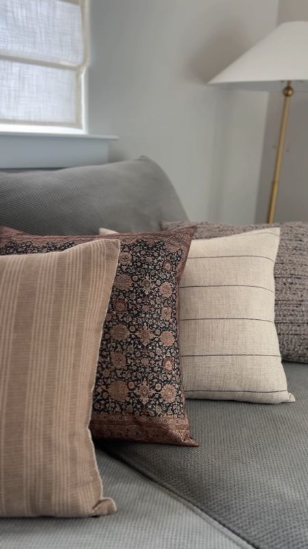 Neutral throw pillow covers / beige taupe brown / grey couch
